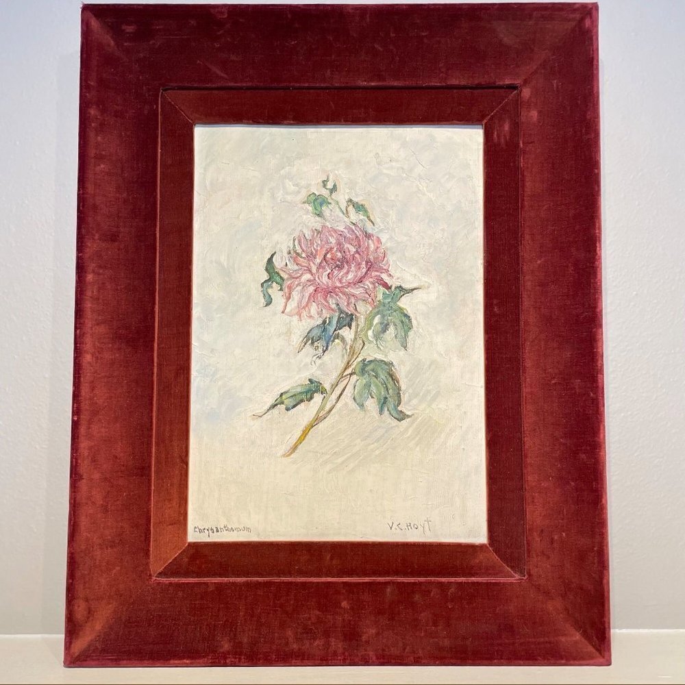 ANTIQUE Fine Art Original Oil Painting Signed by V.C. Hoyt in Antique Velvet Fra - Picture 2 of 9